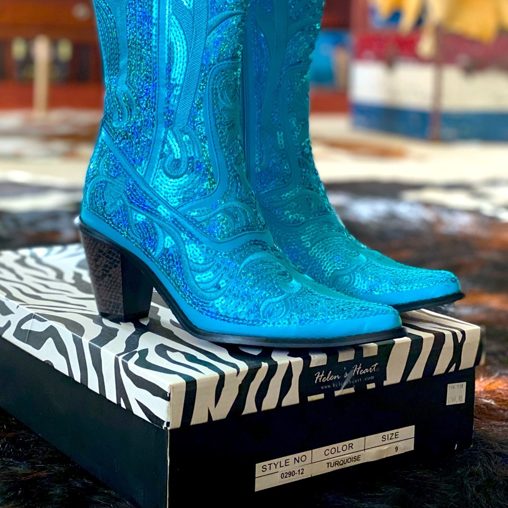 Helen’s Heart Turquoise Boots.Never been worn comes with original box.